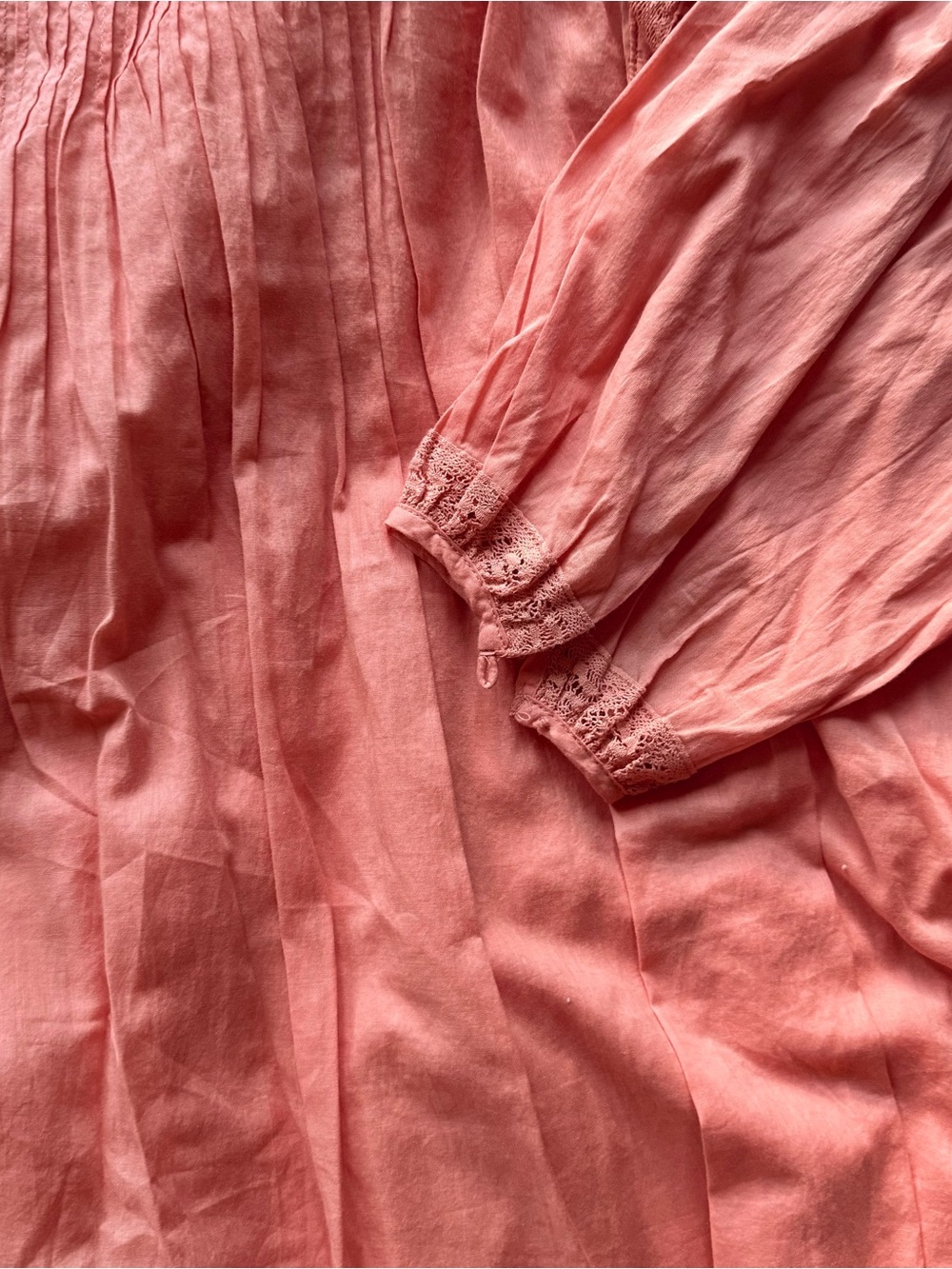 Wilfred by Aritzia "La Boheme" Elia mini babydoll dress in peach orange - Picture 4 of 10